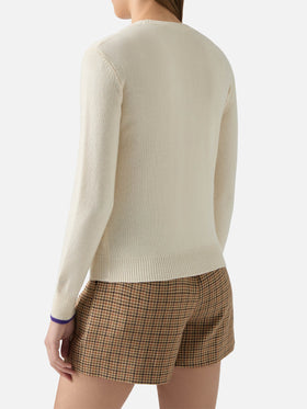 New Queen crewneck in white with Strass & Skipass rhinestone embellishment