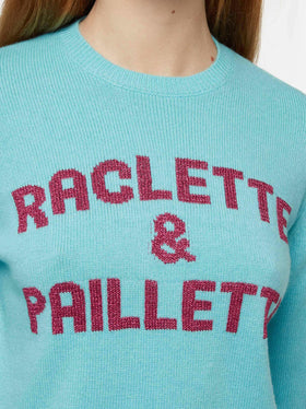 Water green sweater New Queen with Raclette & Paillettes sequins lettering - MC2 Saint Barth