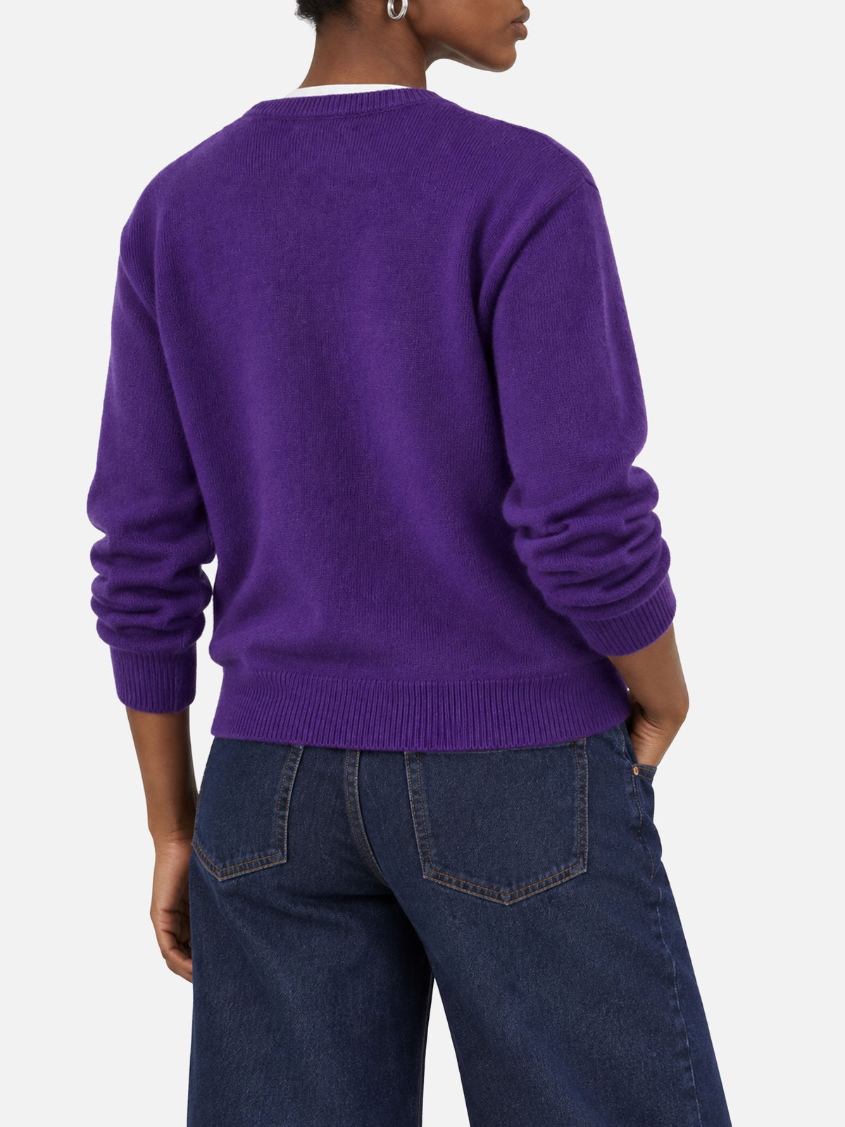 Maglione crop New Queen viola con logo