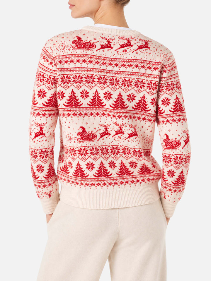New Queen red and white Christmas jacquard sweater