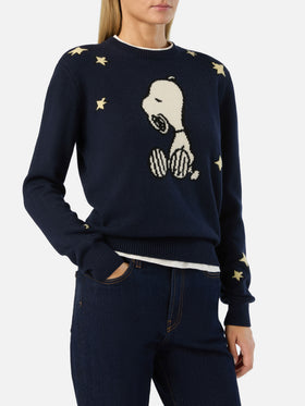 Navy blue New Queen crewneck knit with Snoopy intarsia | Special edition