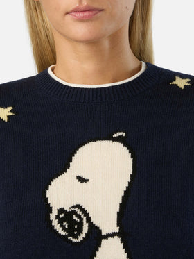 Navy blue New Queen crewneck knit with Snoopy intarsia | Special edition