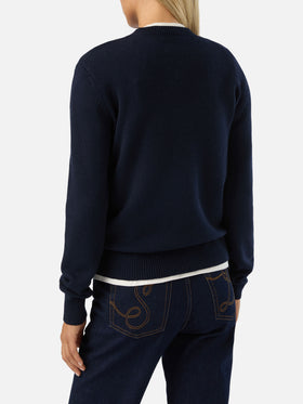 Navy blue New Queen crewneck knit with Snoopy intarsia | Special edition