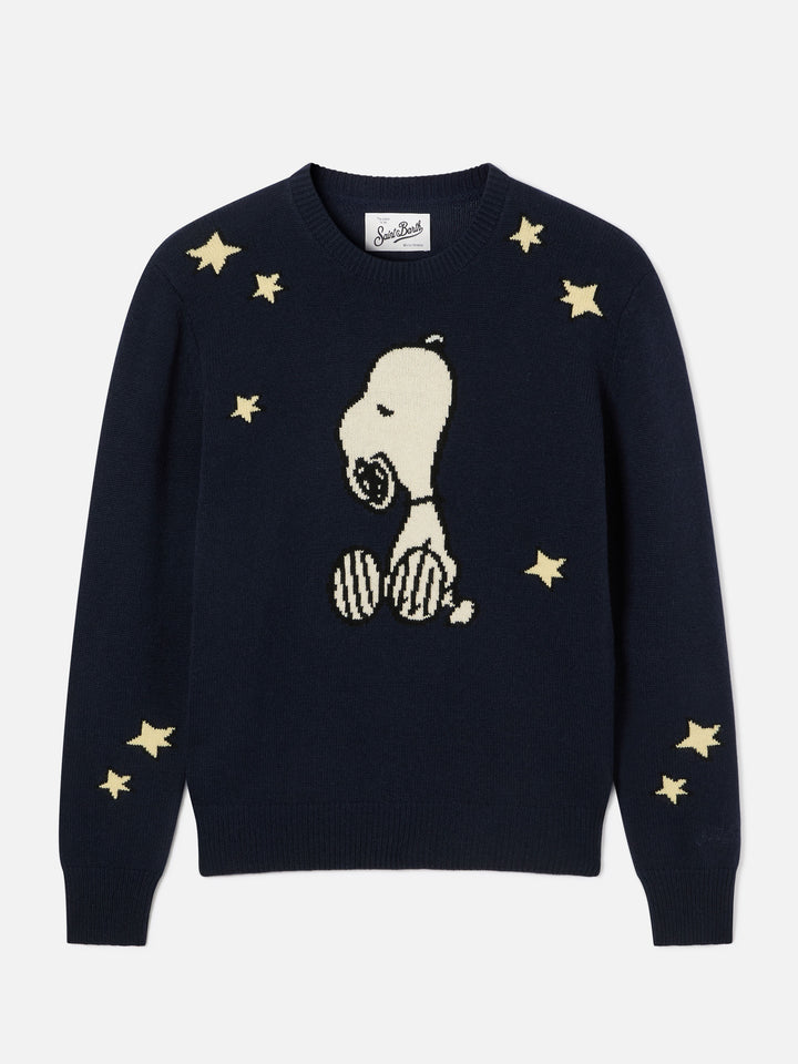Pull en maille à col rond Queen New blue avec intarsia Snoopy | Special edition 