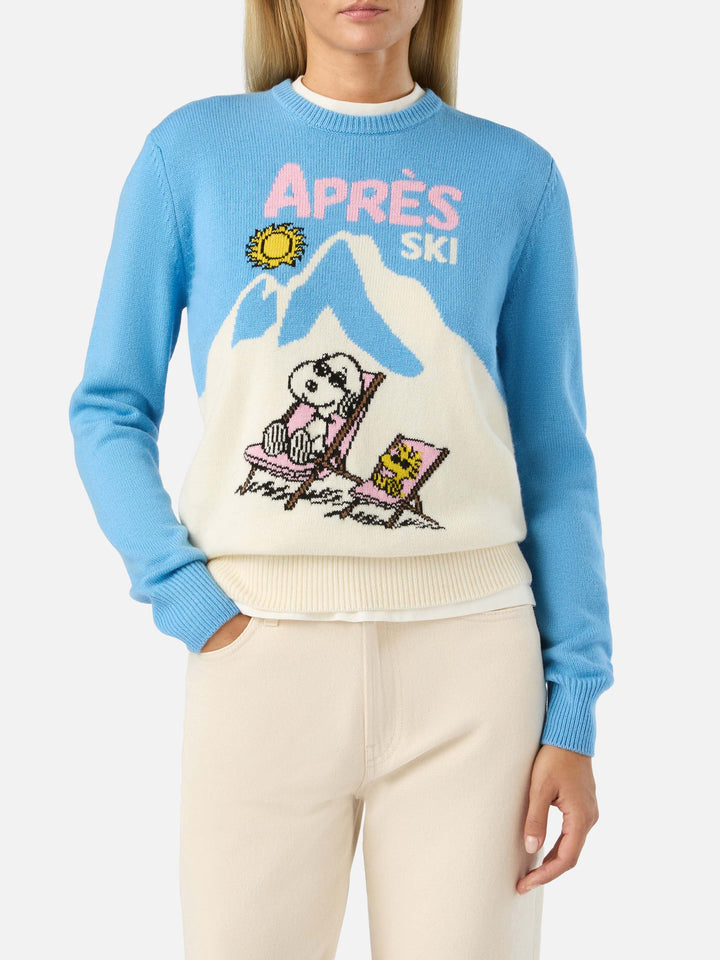 Light blue New Queen Rundhals-Strick mit Snoopy-Intarsie | Special edition 