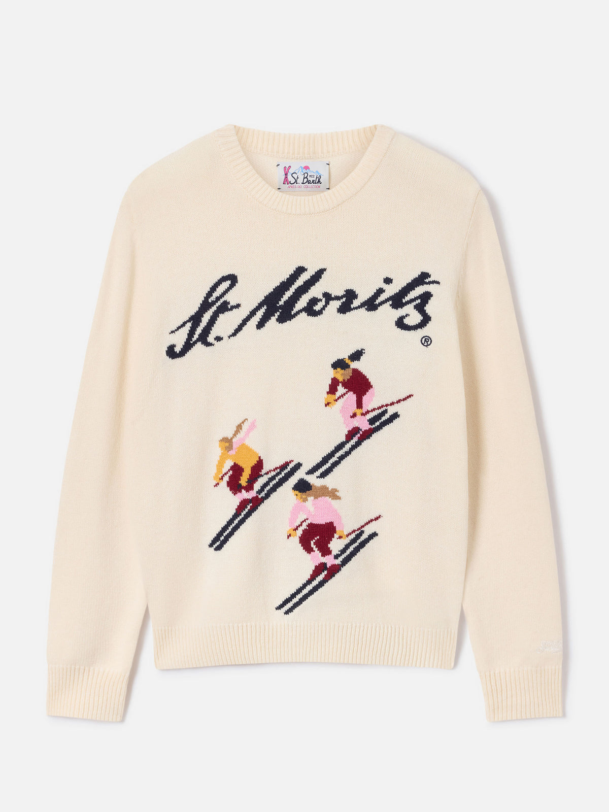 Pull en maille col rond Off white New Queen avec intarsia St. Moritz | Special edition 