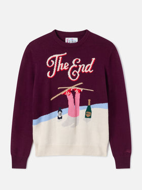 Jersey de punto con cuello redondo Bordeaux New Queen con intarsia The End 