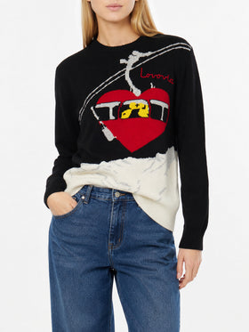 Pull noir New Queen avec broderie Lovovia 