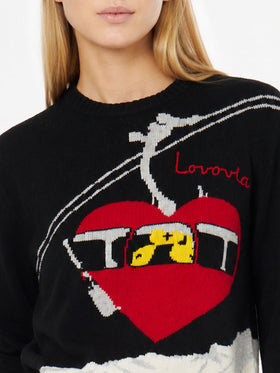 Pull noir New Queen avec broderie Lovovia 