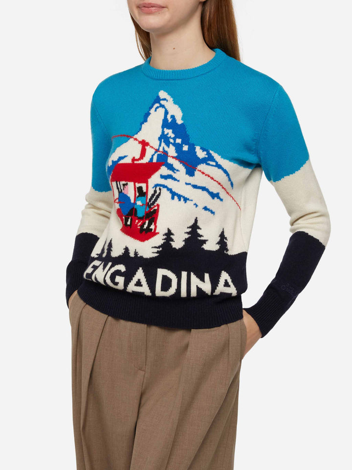 Woman sweater Engadina vintage postcard print - MC2 Saint Barth