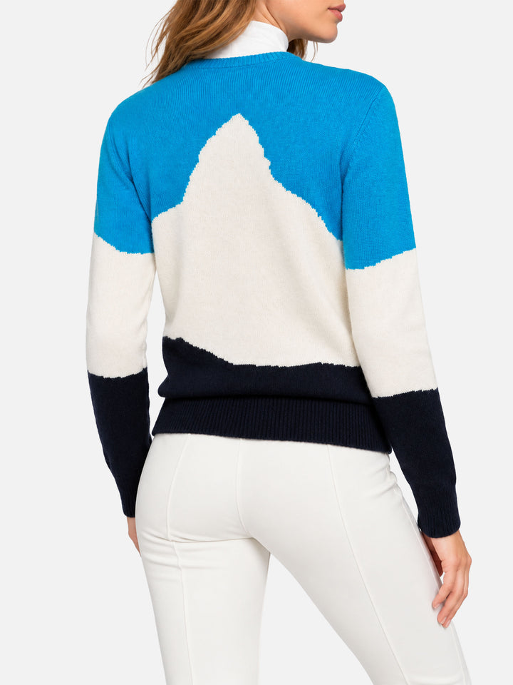 Crewneck with Engadina vintage postcard jacquard