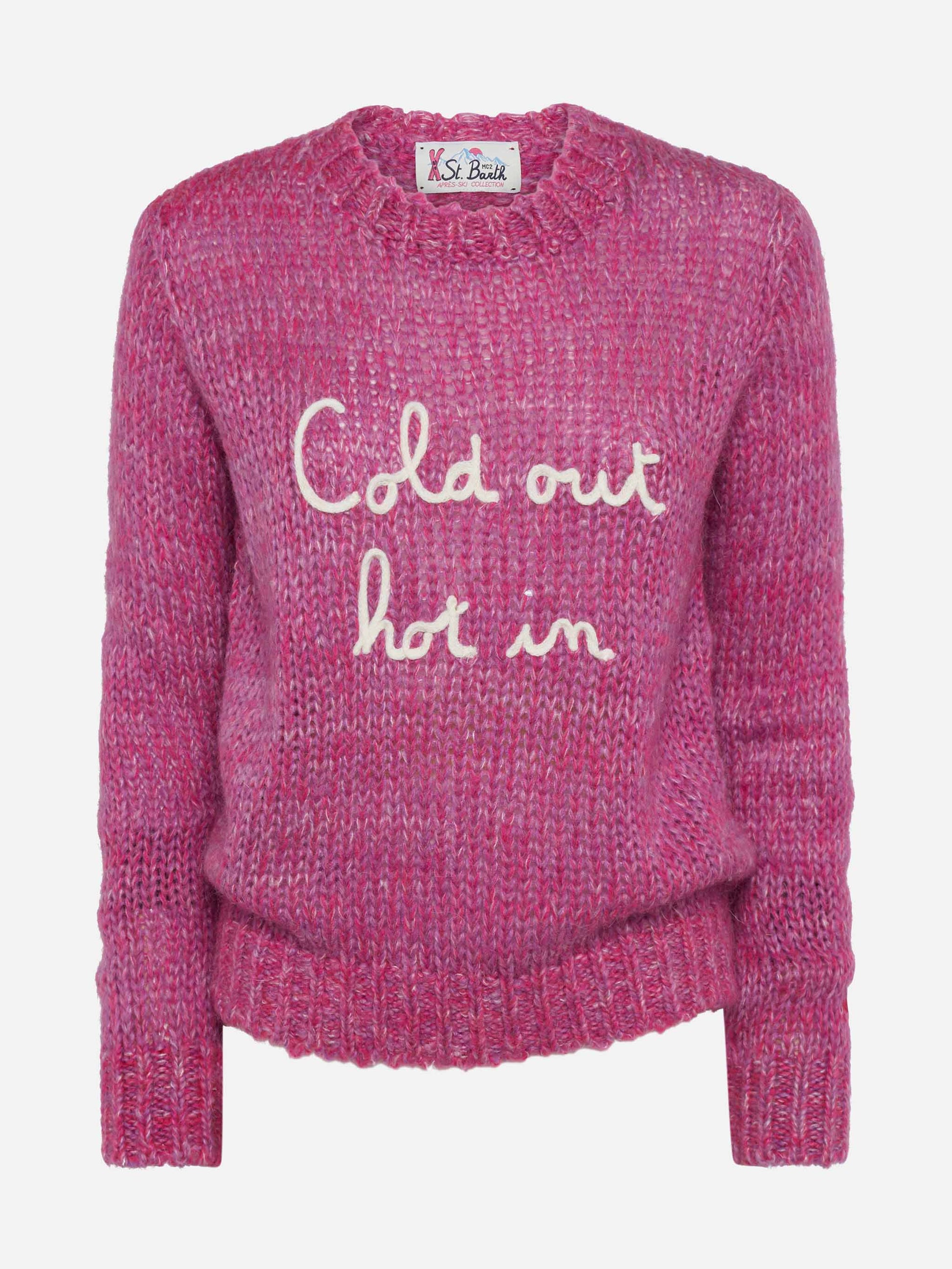 Woman crewneck soft sweater with Cold Out Hot In embroidery - MC2 Saint Barth