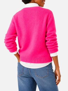 Maglia New Queen Soft rosa fluo con ricamo Adorooo