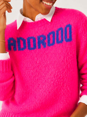 Maglia New Queen Soft rosa fluo con ricamo Adorooo