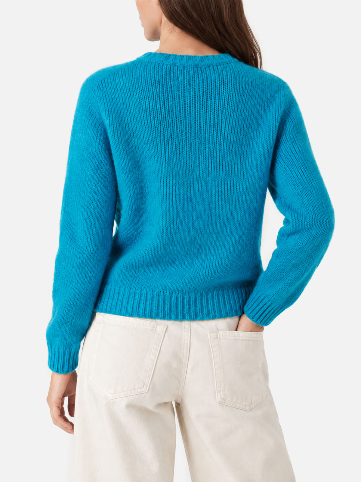 New Queen hellblauer gebürsteter Pullover mit Dreamer-Stickerei 