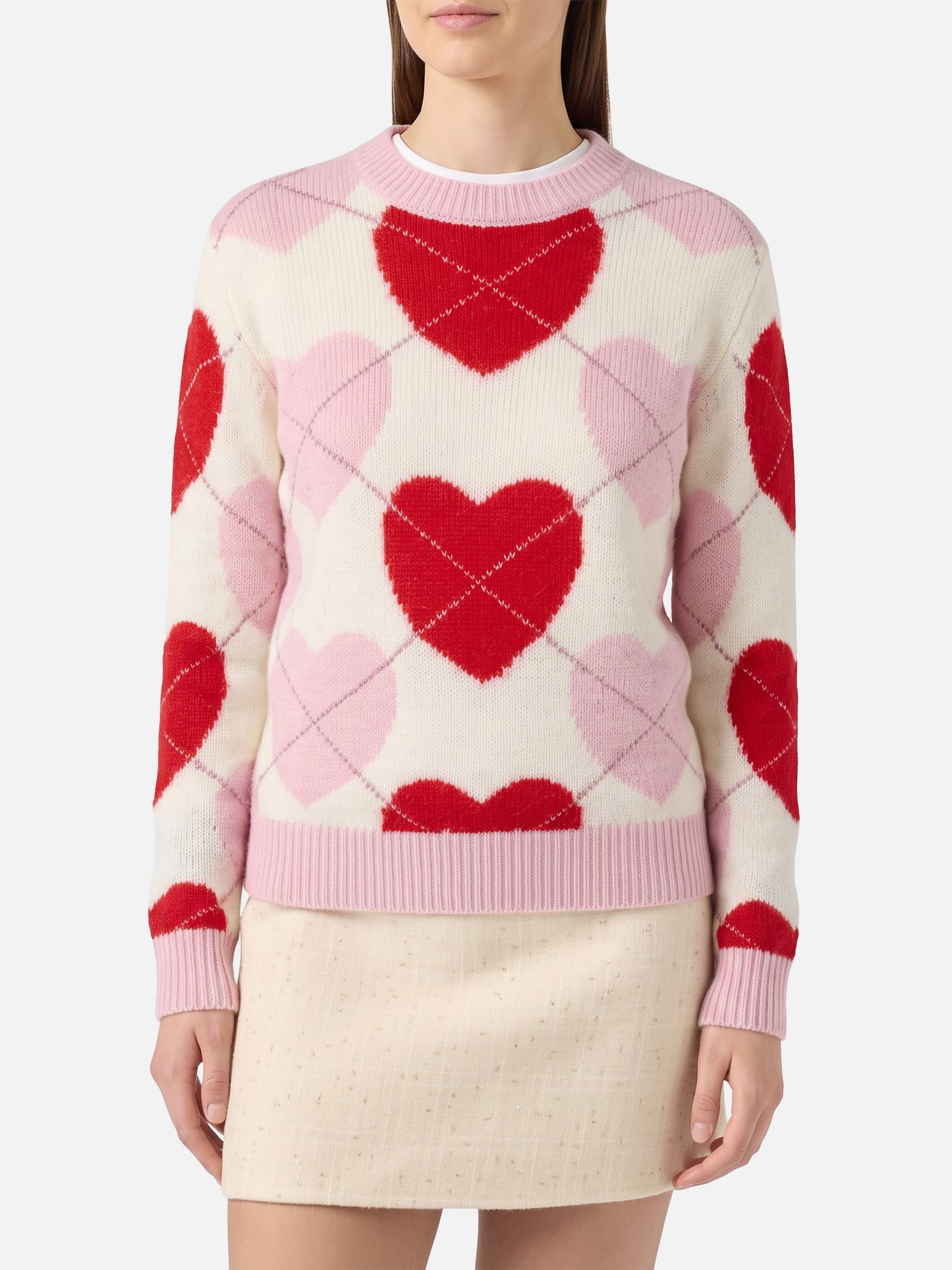 Nouveau pull ras-du-cou New Queen Soft avec jacquard cœur 