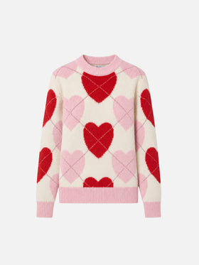 Nouveau pull ras-du-cou New Queen Soft avec jacquard cœur 