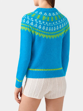 Pull jacquard New Queen Nordic Soft bleu clair 