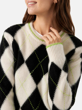 Nouveau pull cropped New Queen Soft à motif argyle 