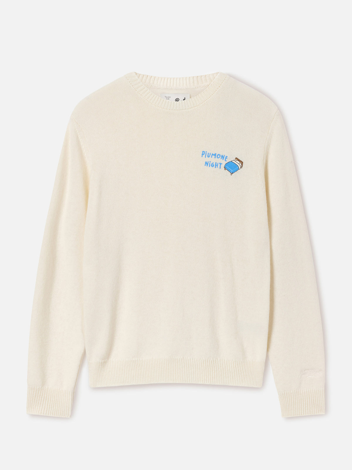 Off white New Queen Rundhalspullover aus Wolle und Kaschmir-Mischung mit Piumone Night-Stickerei 