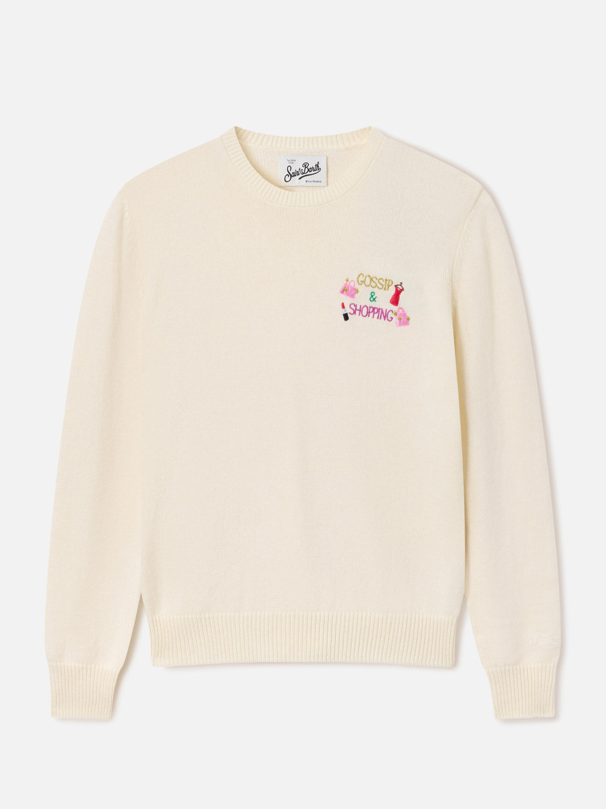 Jersey de cuello redondo Off white New Queen en mezcla de lana y cachemira con bordado Gossip & Shopping 
