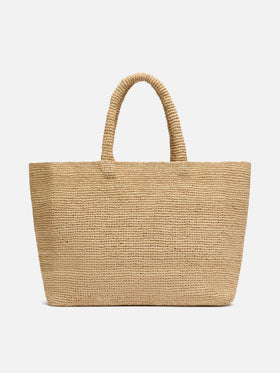 Beige Raffia Beach bag with cotton pouch and Mykonos embroidery - MC2 Saint Barth