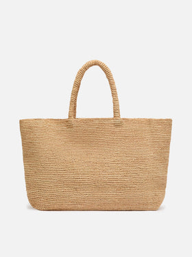 Beige Raffia Beach bag with cotton pouch and St. Tropez embroidery - MC2 Saint Barth