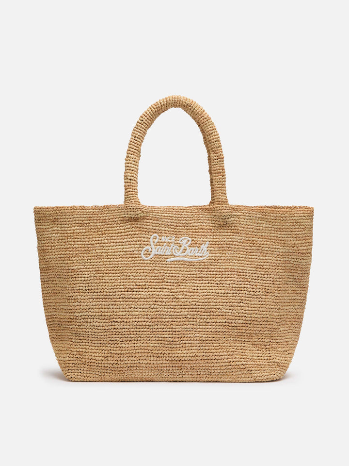 Beige Raffia Beach bag with cotton pouch - MC2 Saint Barth