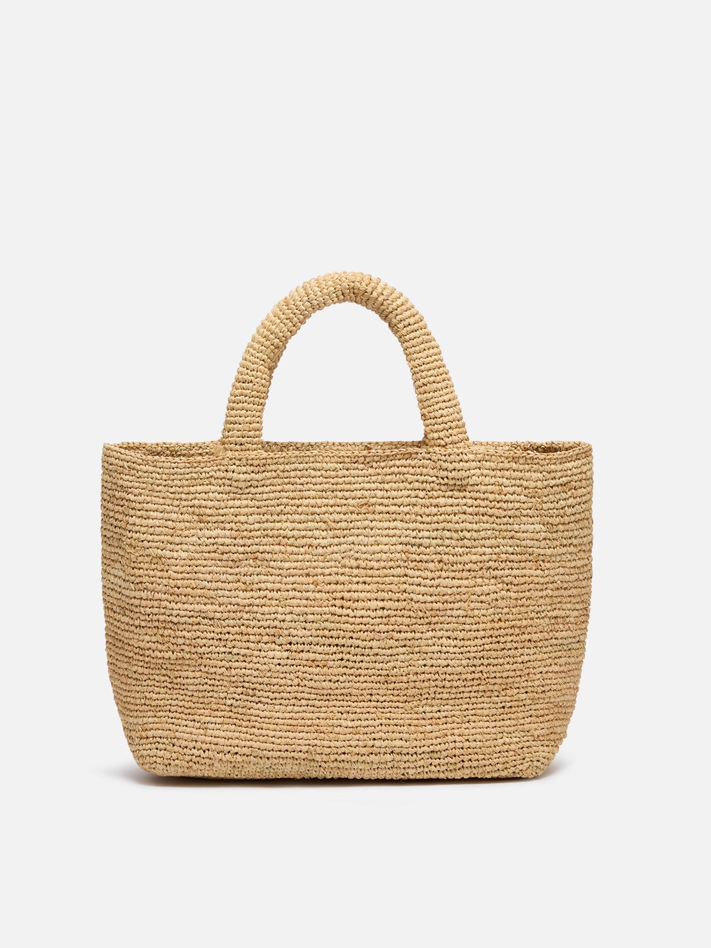 Beige Raffia Mid Strandtasche mit Baumwollbeutel