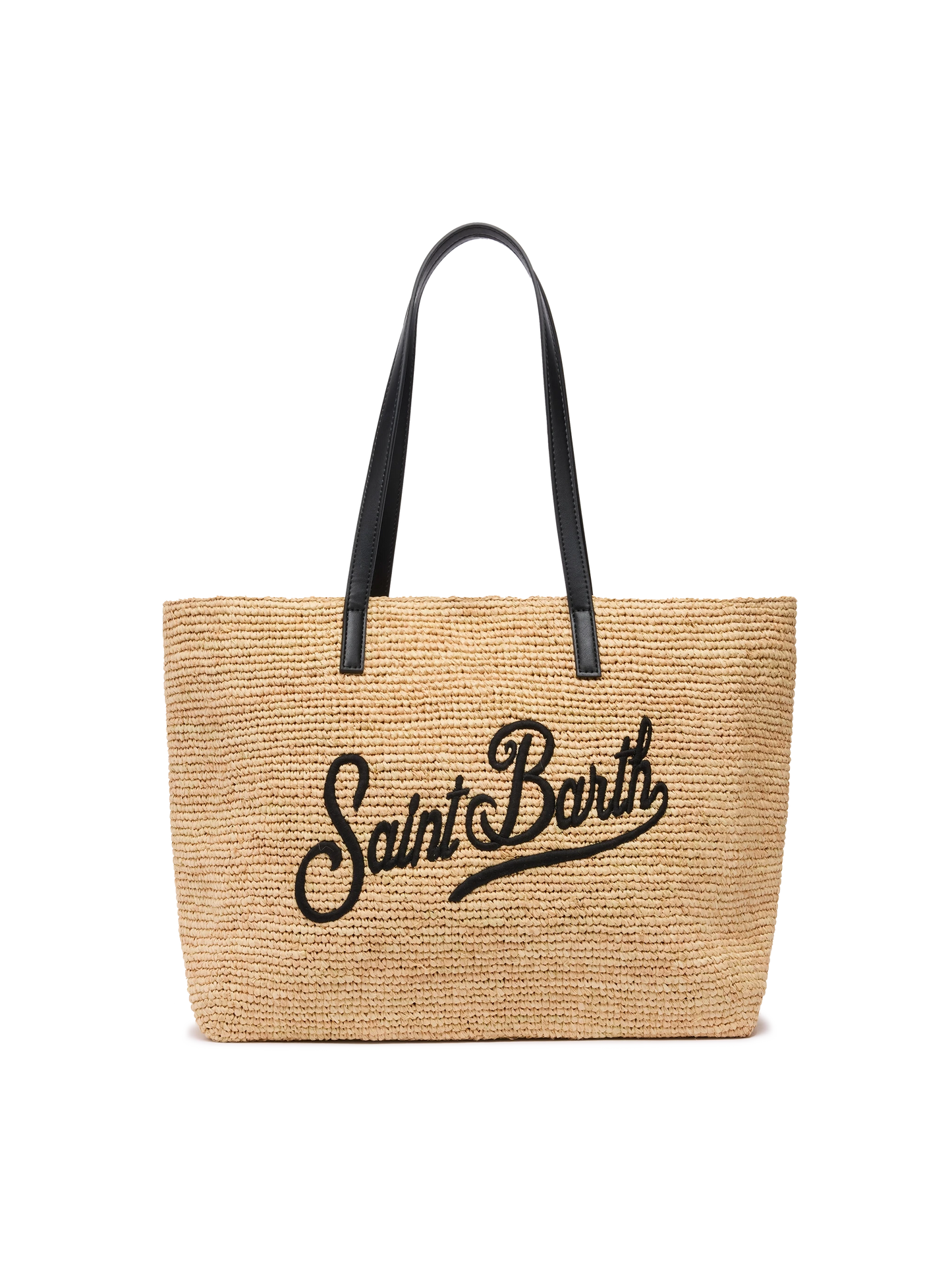 Beige Raffia City bag with Saint Barth embroidered logo - MC2 Saint Barth