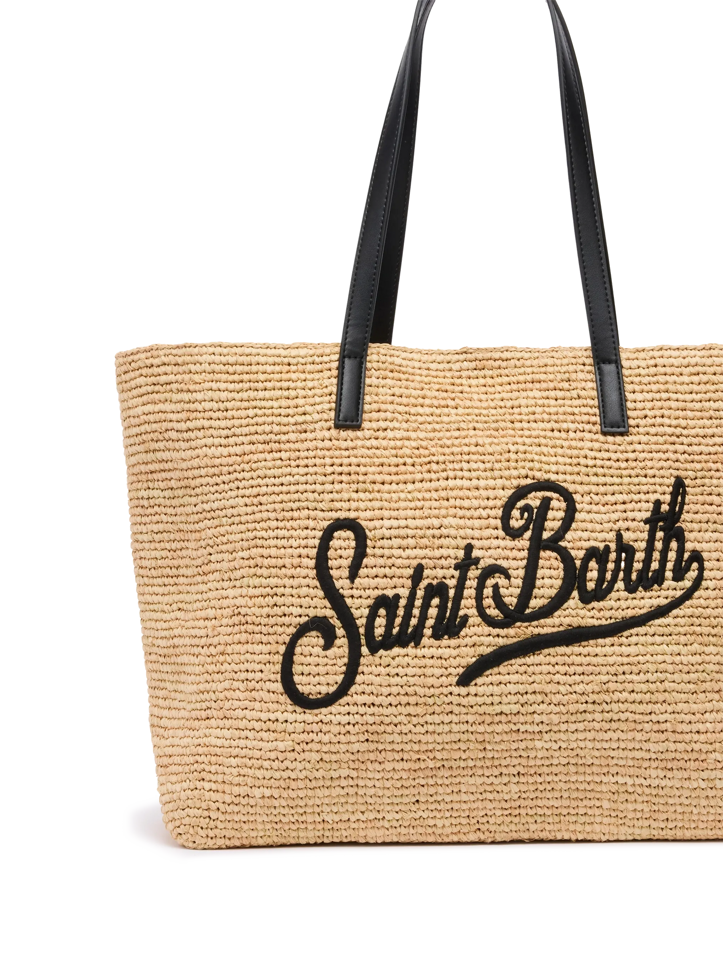Beige Raffia City bag with Saint Barth embroidered logo - MC2 Saint Barth