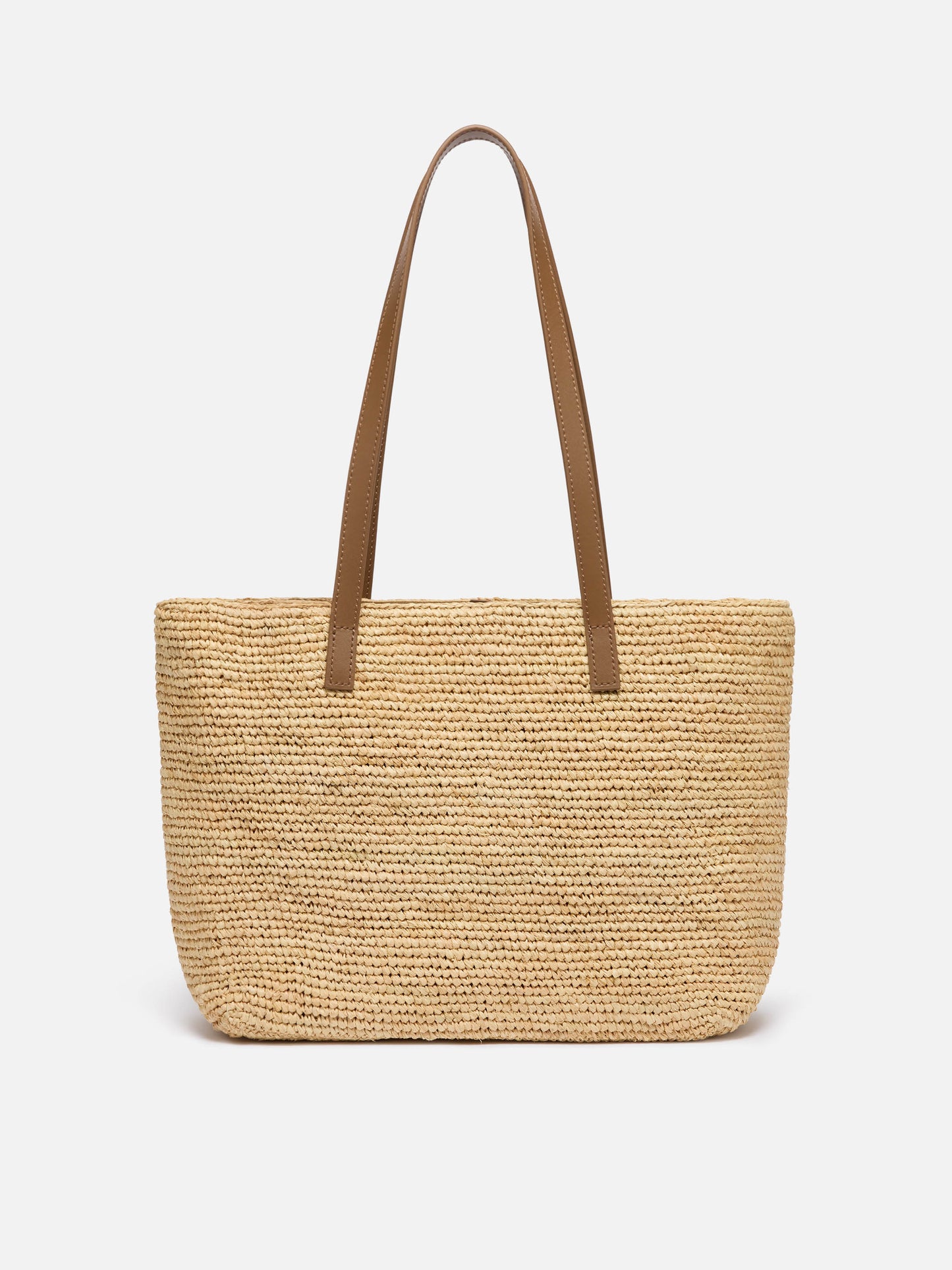 Rafia City Mid Bag beige con fiori applicati