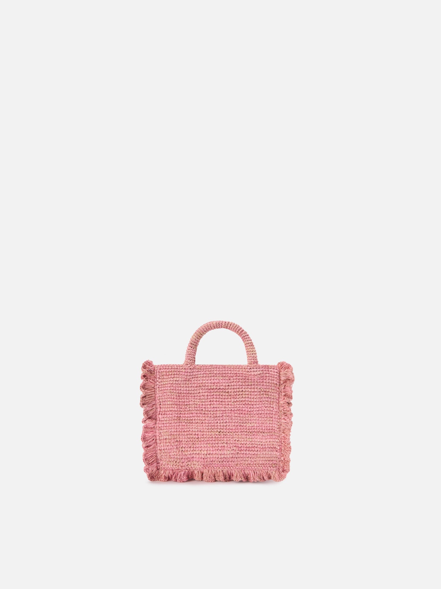 Pink Volant Mini raffia bag with embroidered logo