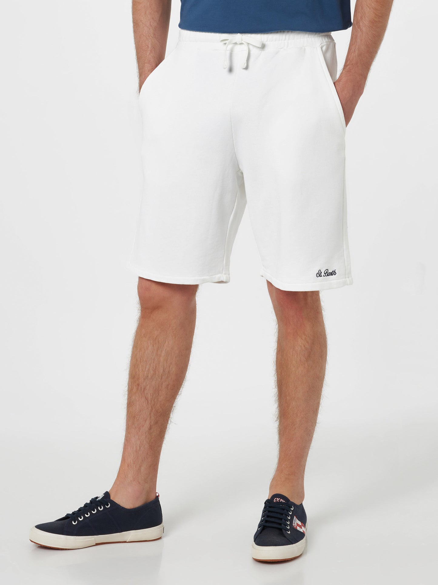 Man white cotton fleece bermuda shorts Randle - MC2 Saint Barth
