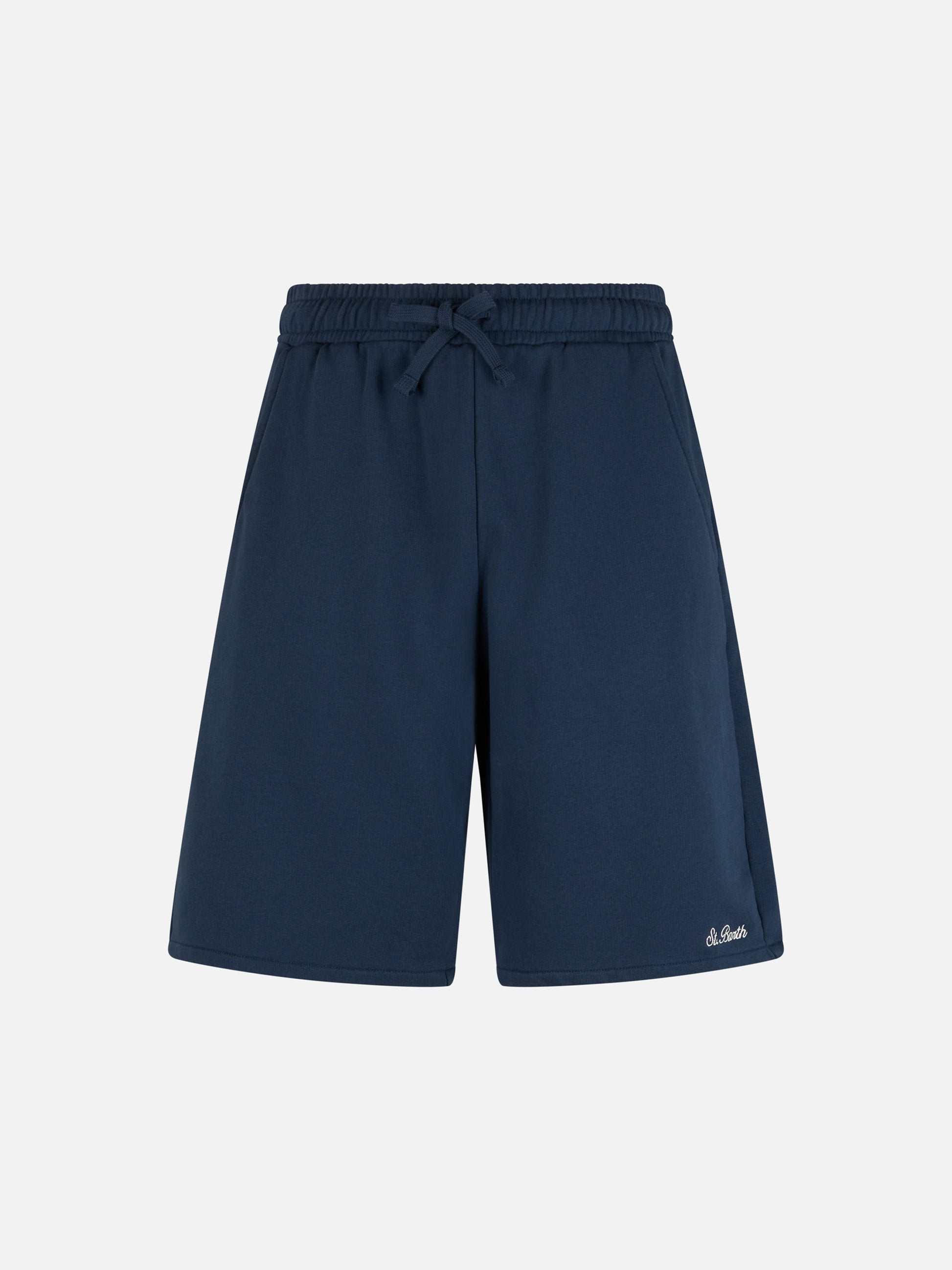 Man navy blue cotton fleece bermuda shorts Randle - MC2 Saint Barth