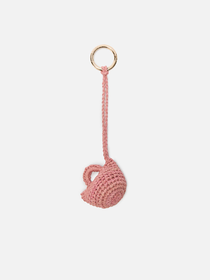 Charm da borsa a forma di mini bag in rafia