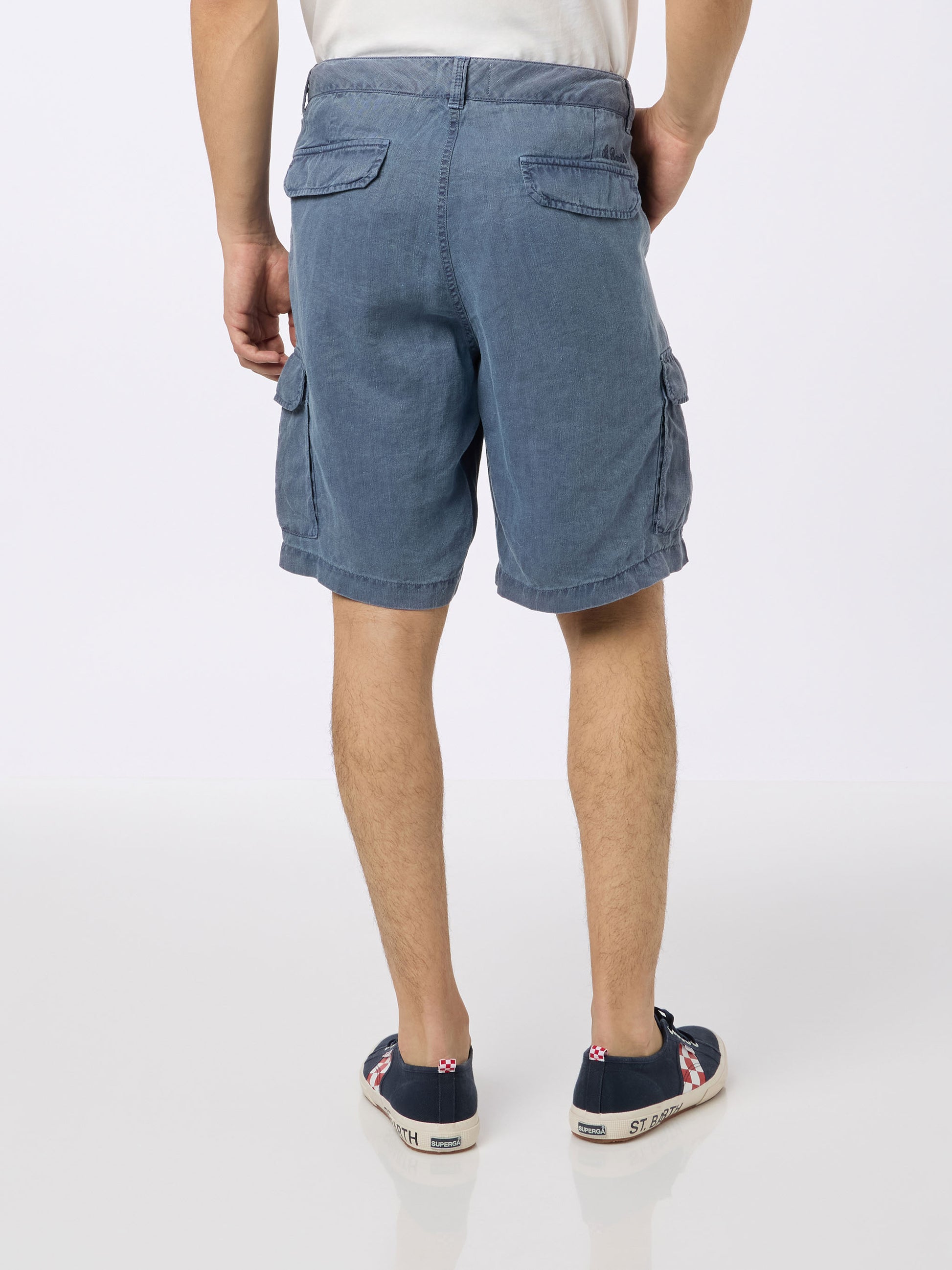 Man navy blue linen bermuda shorts Rodi - MC2 Saint Barth