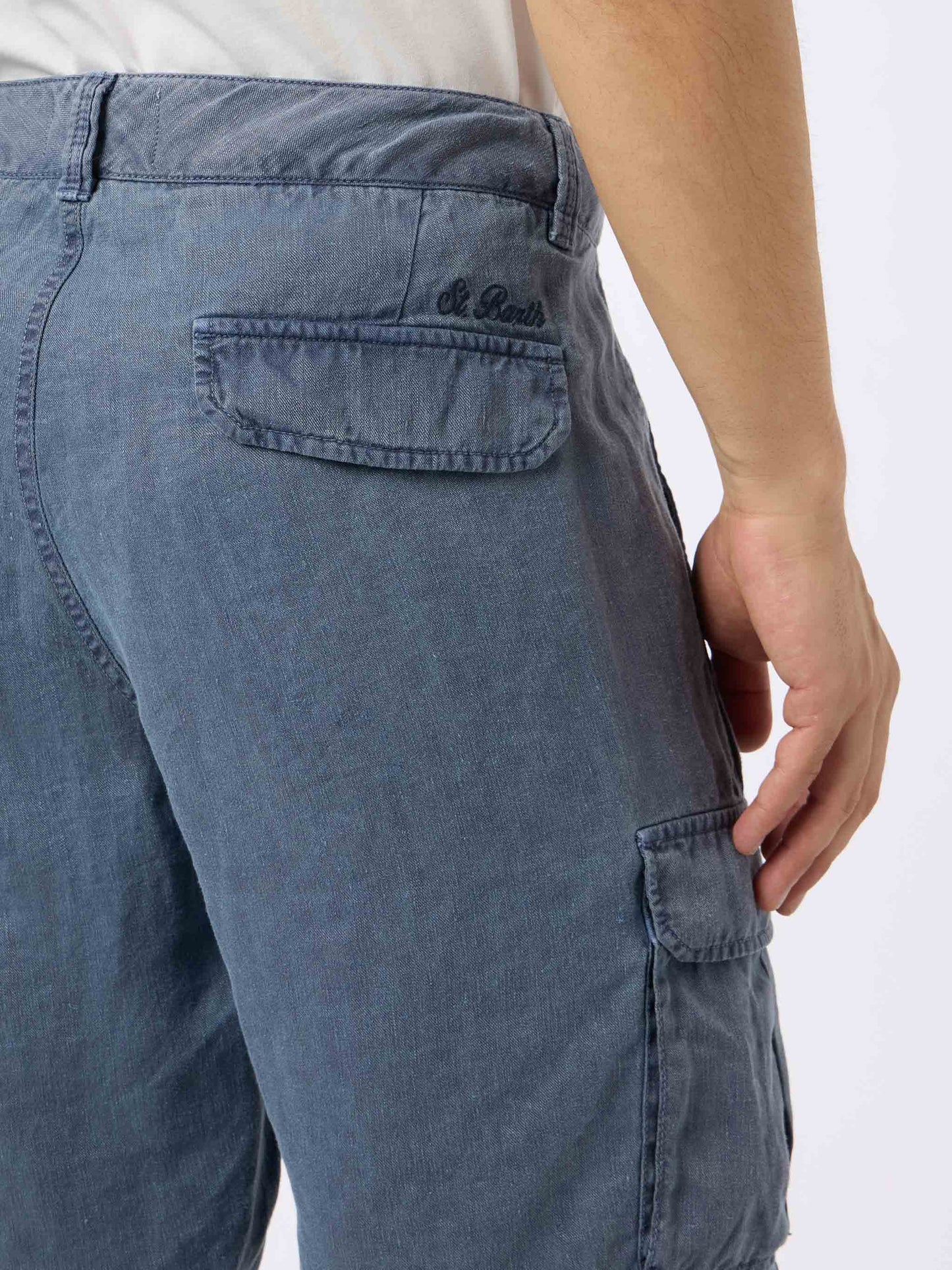 Man navy blue linen bermuda shorts Rodi - MC2 Saint Barth