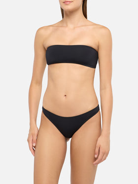 Schwarze Badehose mit hoher Taille Maia – schwarzes Bandeau-Top Rebby