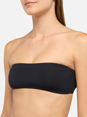 Sibilla High-Waist-Badehose mit hohem Beinausschnitt – Rebby schwarzes Bandeau-Top