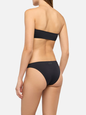 Schwarze Badehose mit hoher Taille Maia – schwarzes Bandeau-Top Rebby