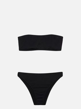 Schwarze Badehose mit hoher Taille Maia – schwarzes Bandeau-Top Rebby