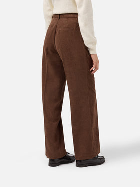 Pantaloni a gamba ampia Rebella in corduroy marrone