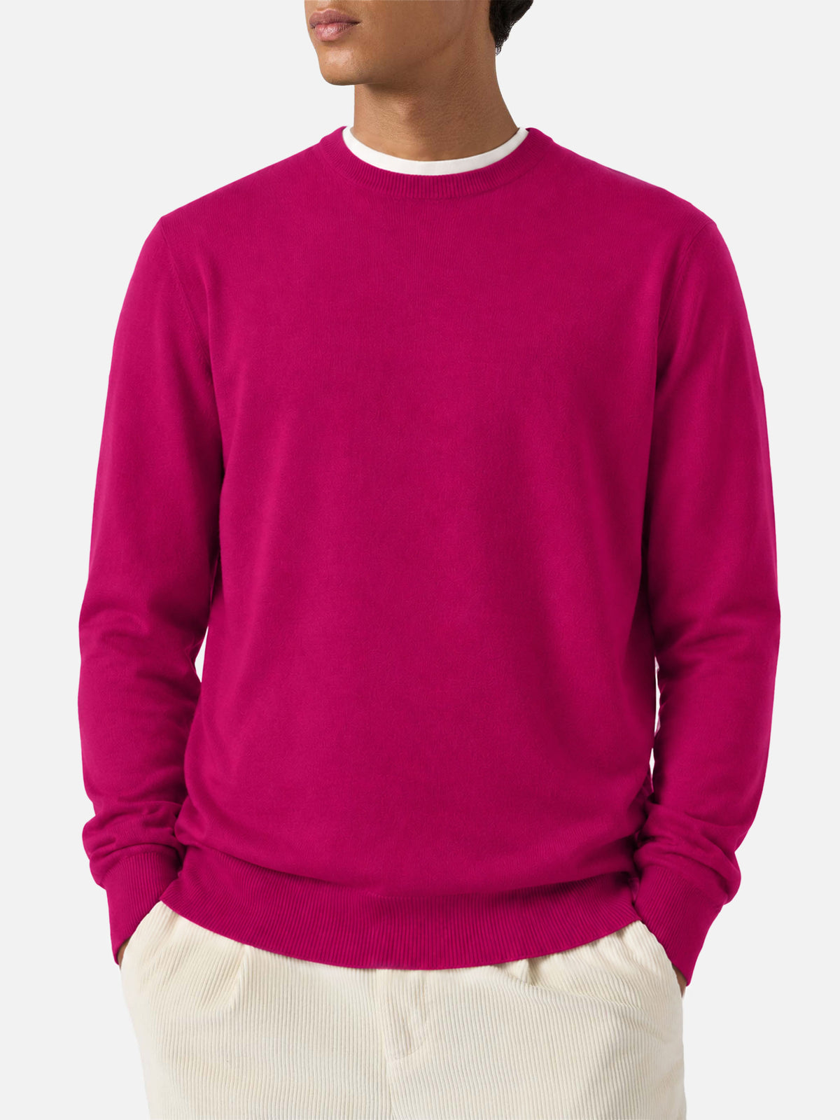 Pull à col rond Regent en MERINO WOOL 100% peony 