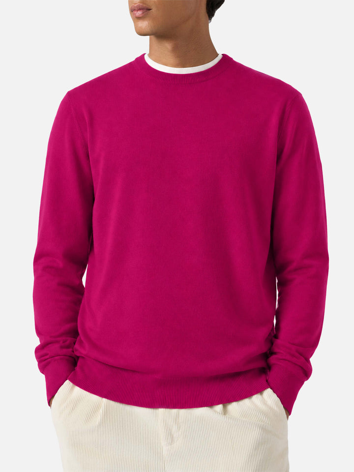 Pull à col rond Regent en MERINO WOOL 100% peony 