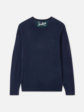 Maglione girocollo blu navy Regent in MISTO CASHMERE