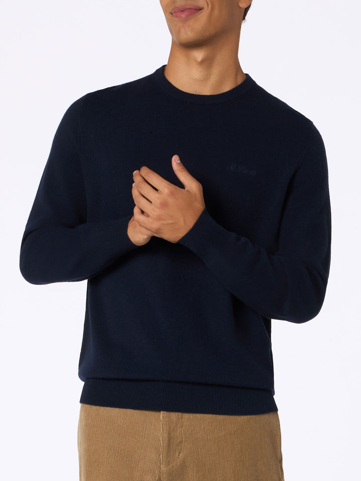 Man navy blue cashmere blend crewneck sweater Regent - MC2 Saint Barth