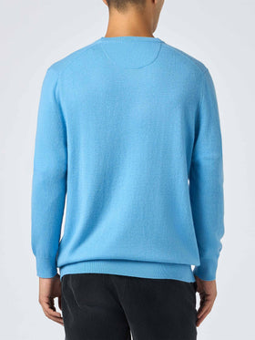 Man dusty blue blended cashmere crewneck sweater Regent - MC2 Saint Barth