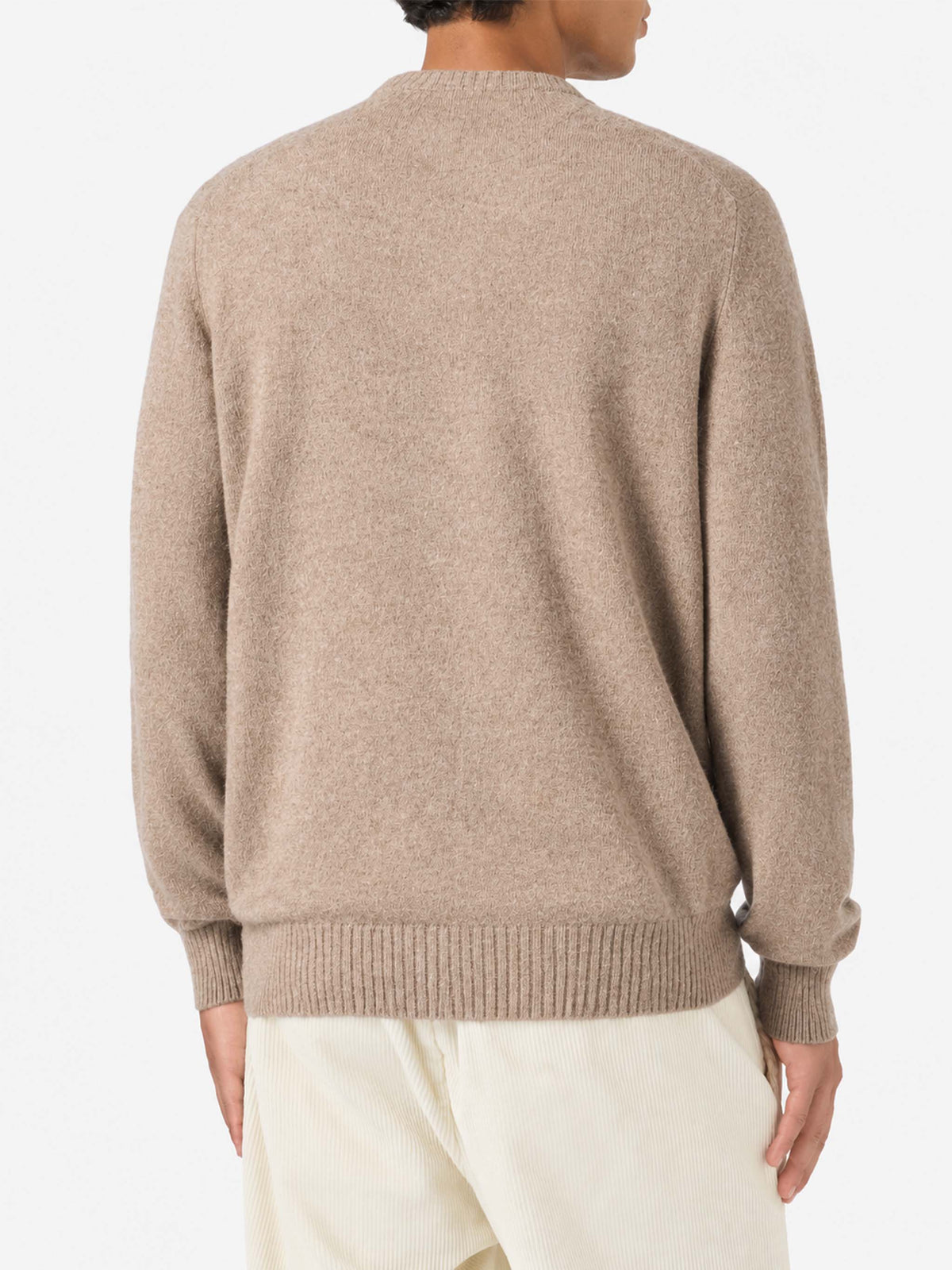 Khaki Regent stretch crewneck sweater