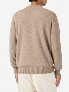 Khaki Regent stretch crewneck sweater